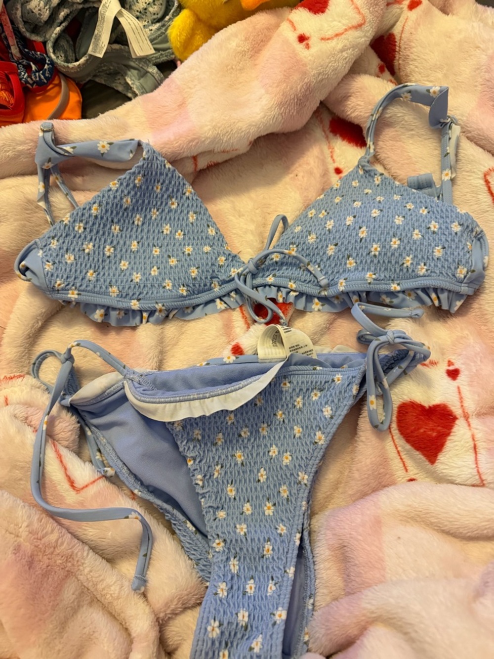 Hollister Light Blue Daisy Smocked Bikini Set